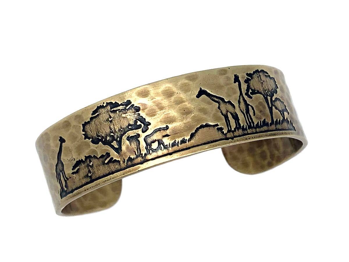 Safari Landscape Engraved Cuff Bracelet