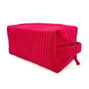 Aviva Collection - Quilted Solid Cotton Cosmetic Bag - Fuchsia