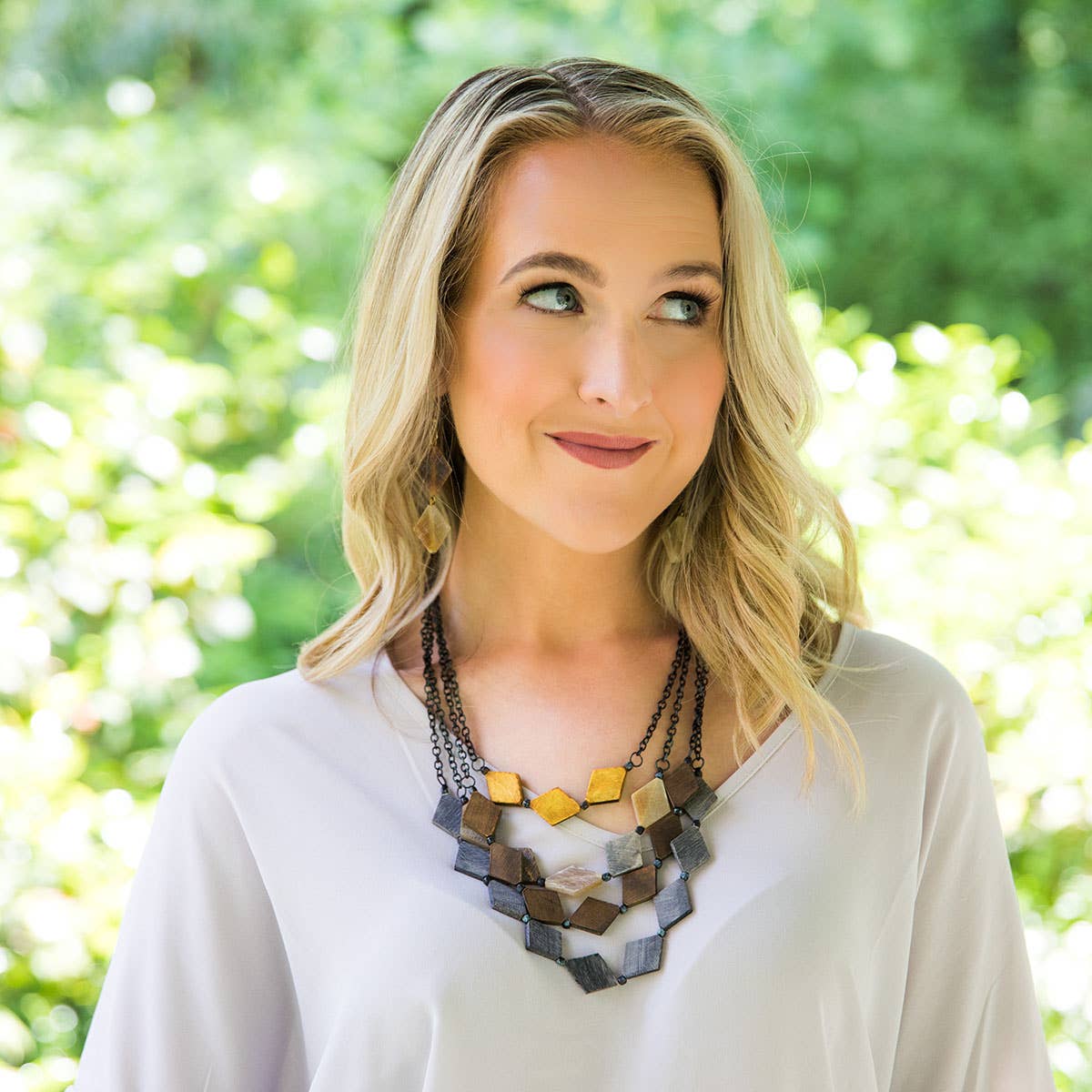 Omala Autumn Neutrals Collection Necklace - Diamond Beads