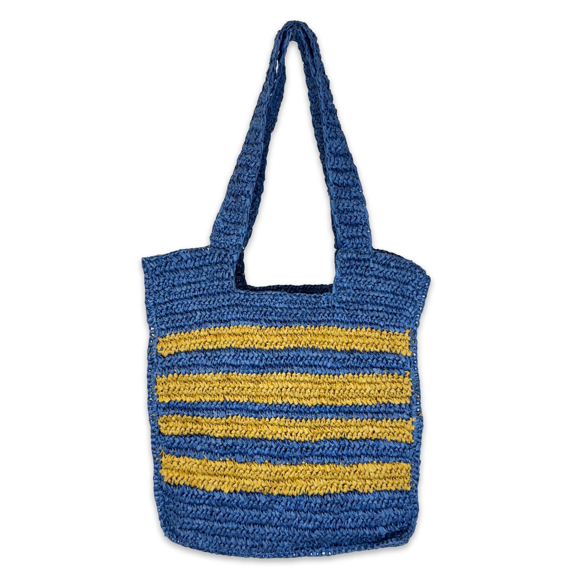 Kauai Bag - Navy Box Bag with Natural Stripes