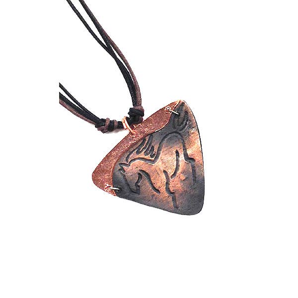 Pewter Necklace - Running Horse in Triangle