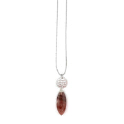 Akriti Silver and Large Faceted Strawberry Quartz Necklace