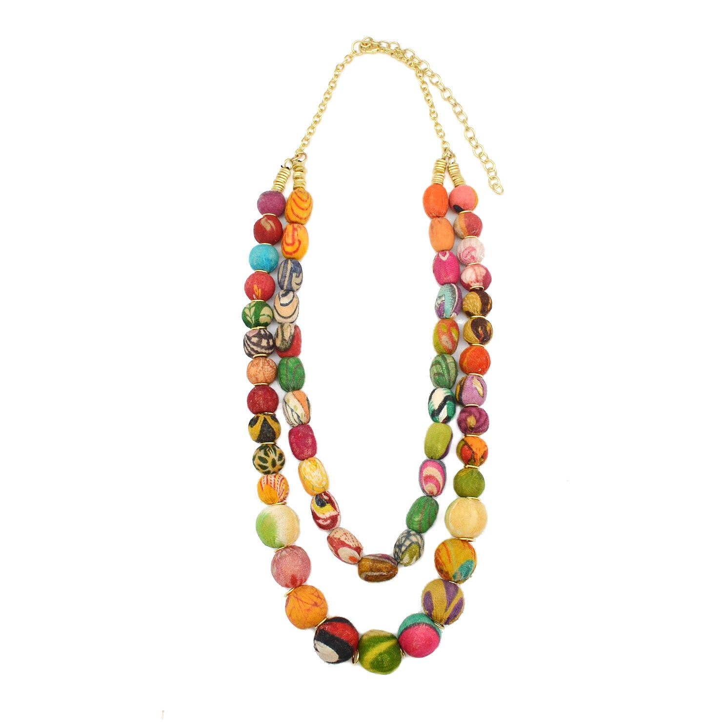 Aasha Kantha Handmade Circle and Oval Beads Necklace