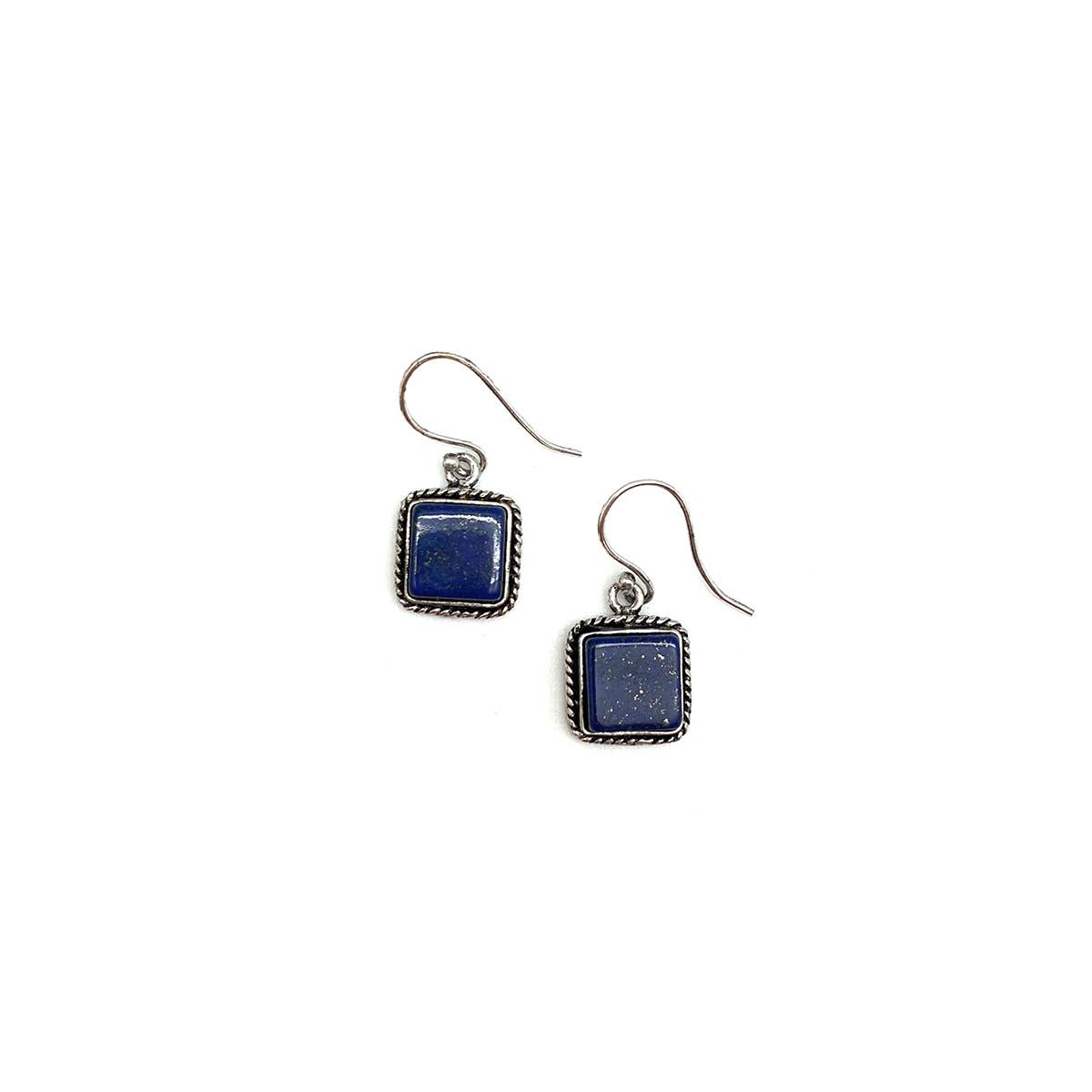 Handcrafted Semiprecious Small Stone Earrings - Lapis