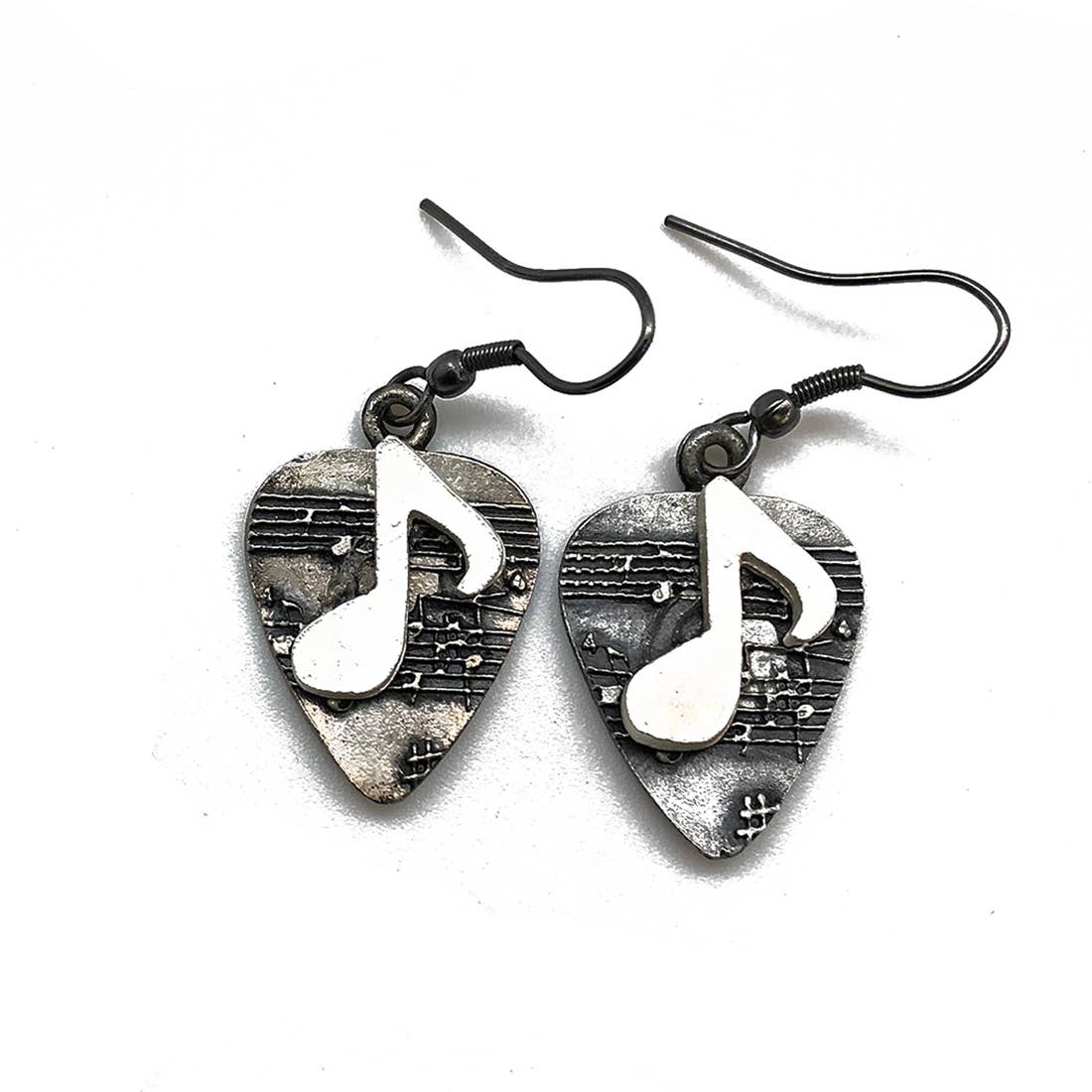 Pewter Earrings - Music Note Pick