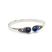 Tanvi Collection Bangle Bracelet - Silver with Lapis