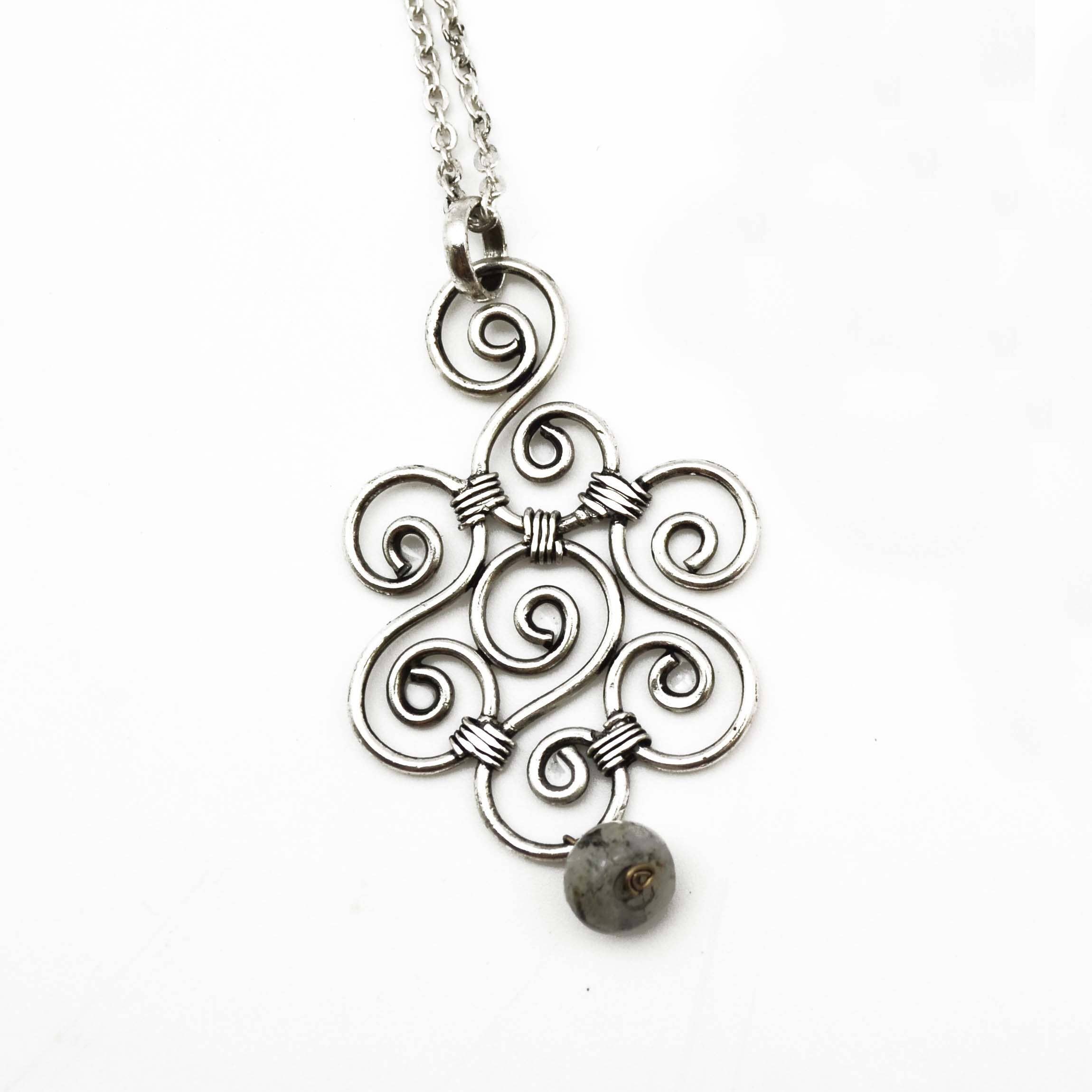 Banjara Labradorite Stone Spiral Necklace