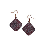 Copper Patina Earrings - Dark Purple Crocodile