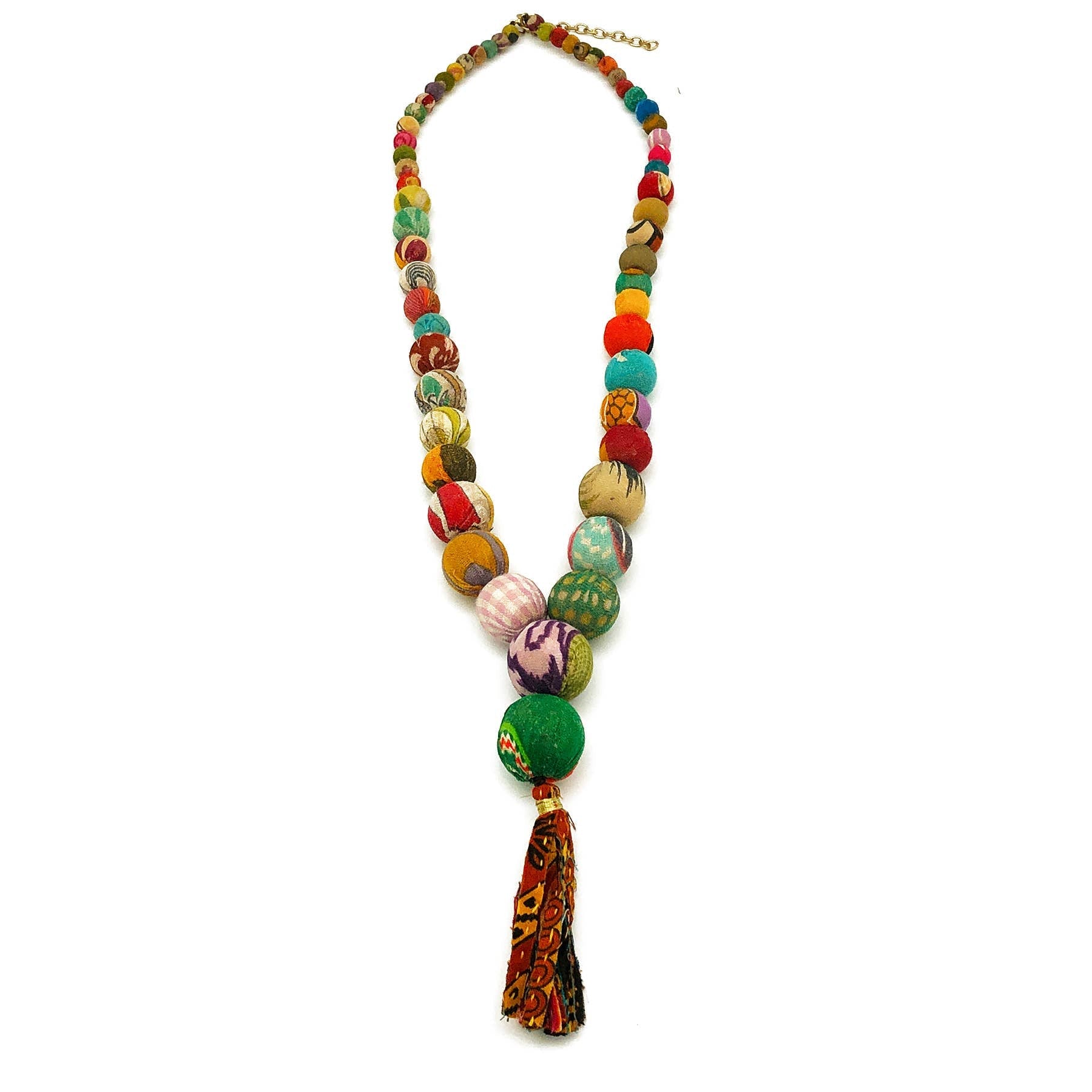 Aasha Kantha Handmade Graduated Beads and Tassel Necklace