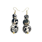 Asha Trio Monochrome Big Beaded Kantha Handcrafted Earrings