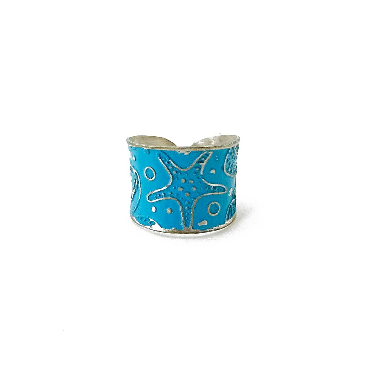 Handcrafted Blue Sea Life Patina Ring