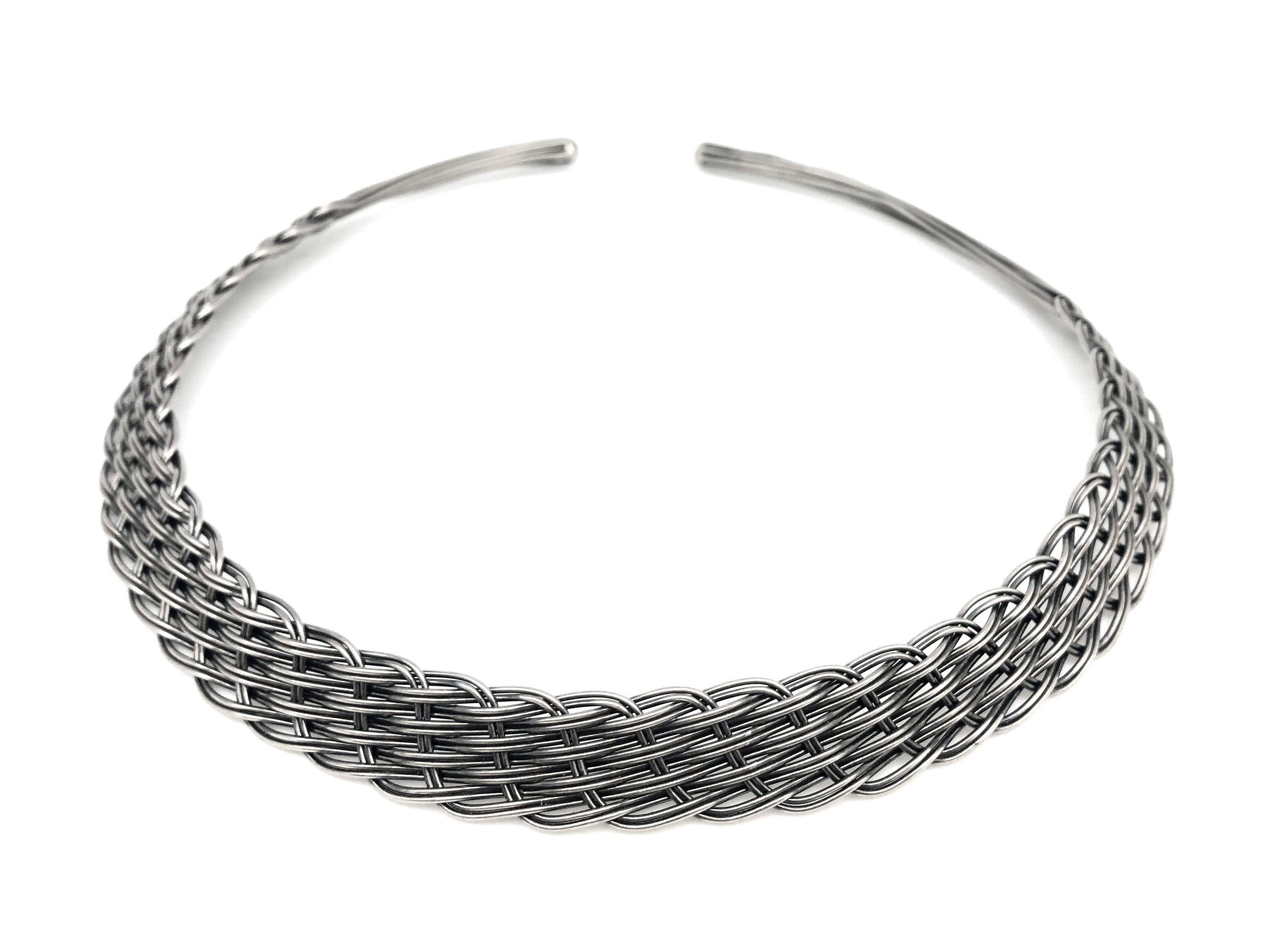 Basketweave Angled Weave Choker Necklace
