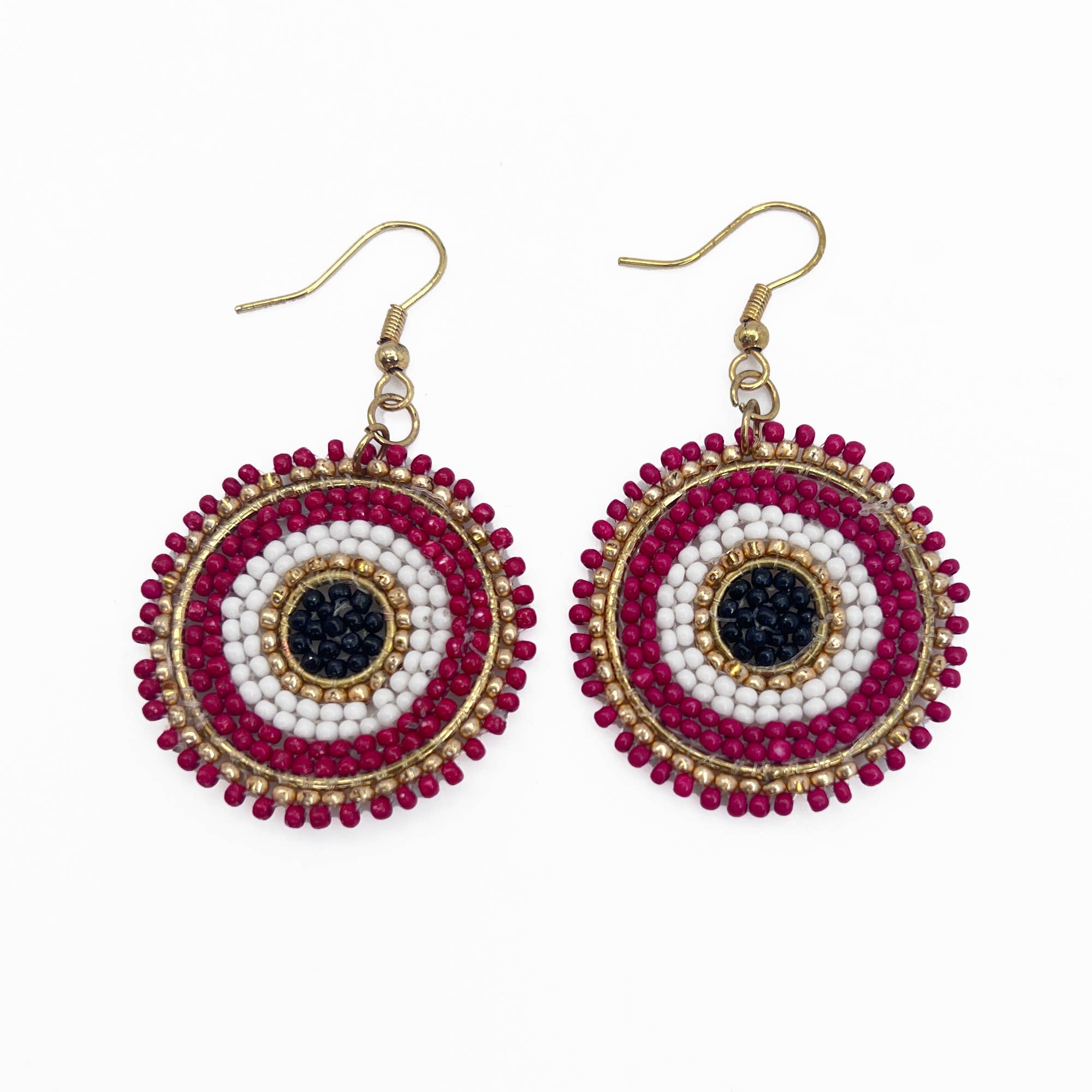 Seed Bead Color Circle Earrings - Multiple Color Styles