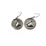 Pewter Earrings - Howling Wolf Cutout