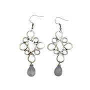 Handcrafted Antique Silver Curls Opal Earrings