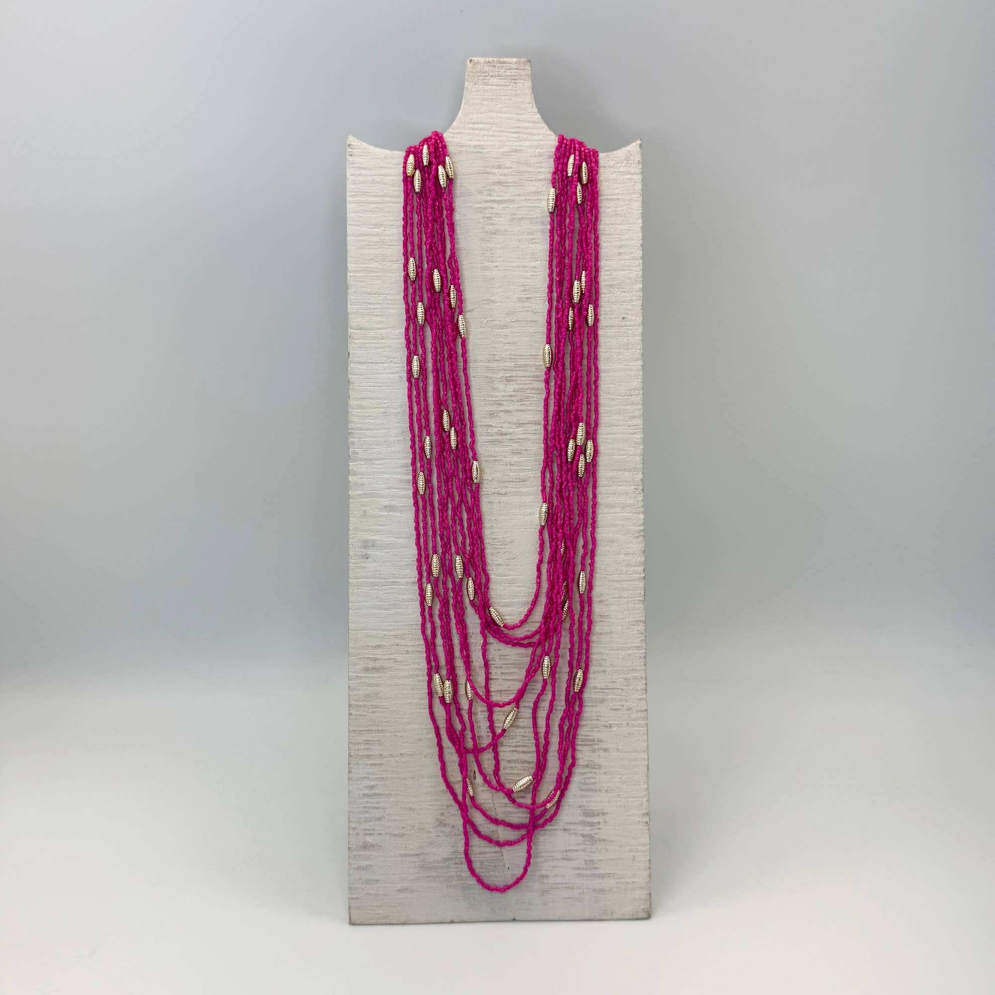 Seed Bead Multi-Strand Necklace - Fuchsia