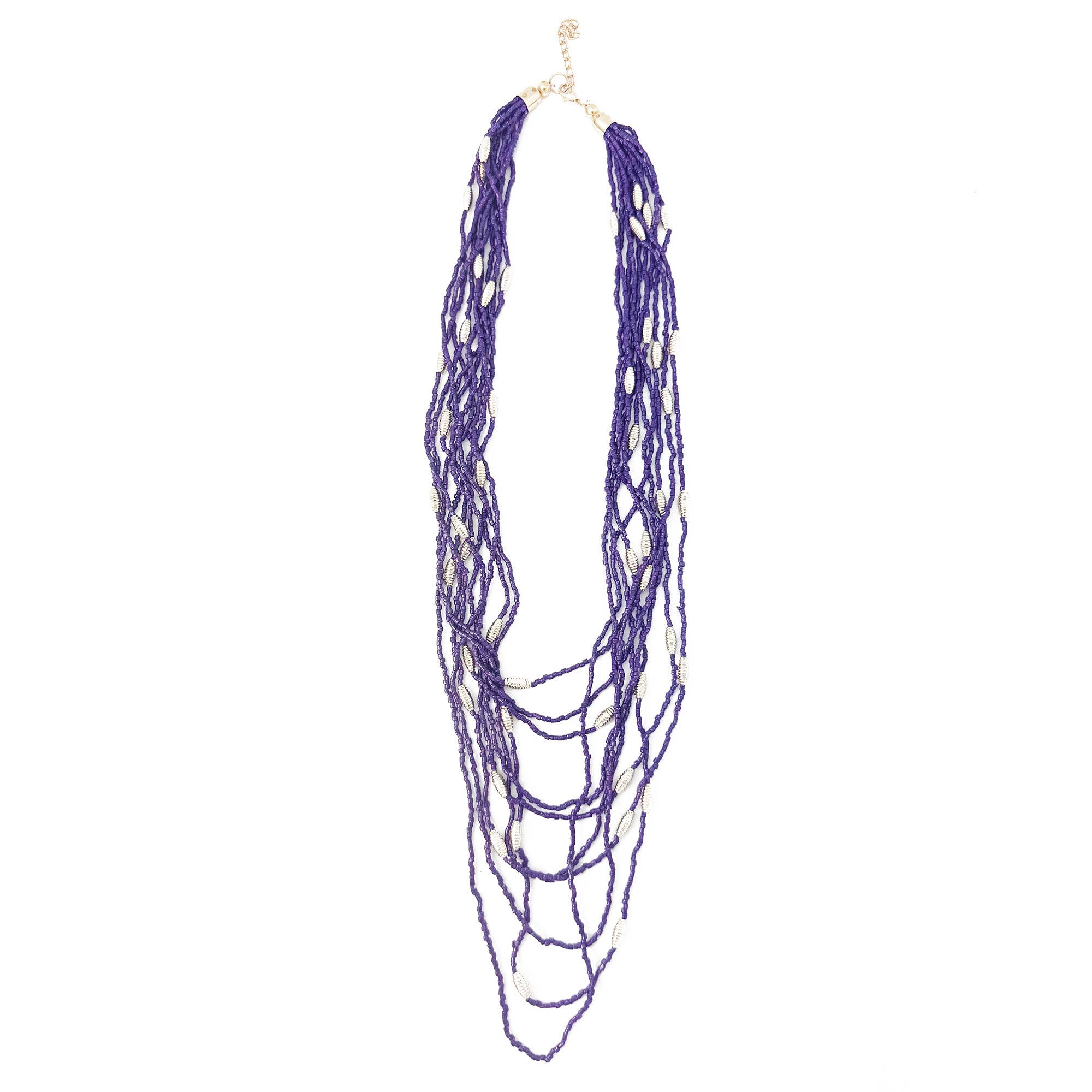 Seed Bead Multi-Strand Necklace - Purple