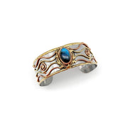 Narrow Mixed Metal Cuff Bracelet - Labradorite