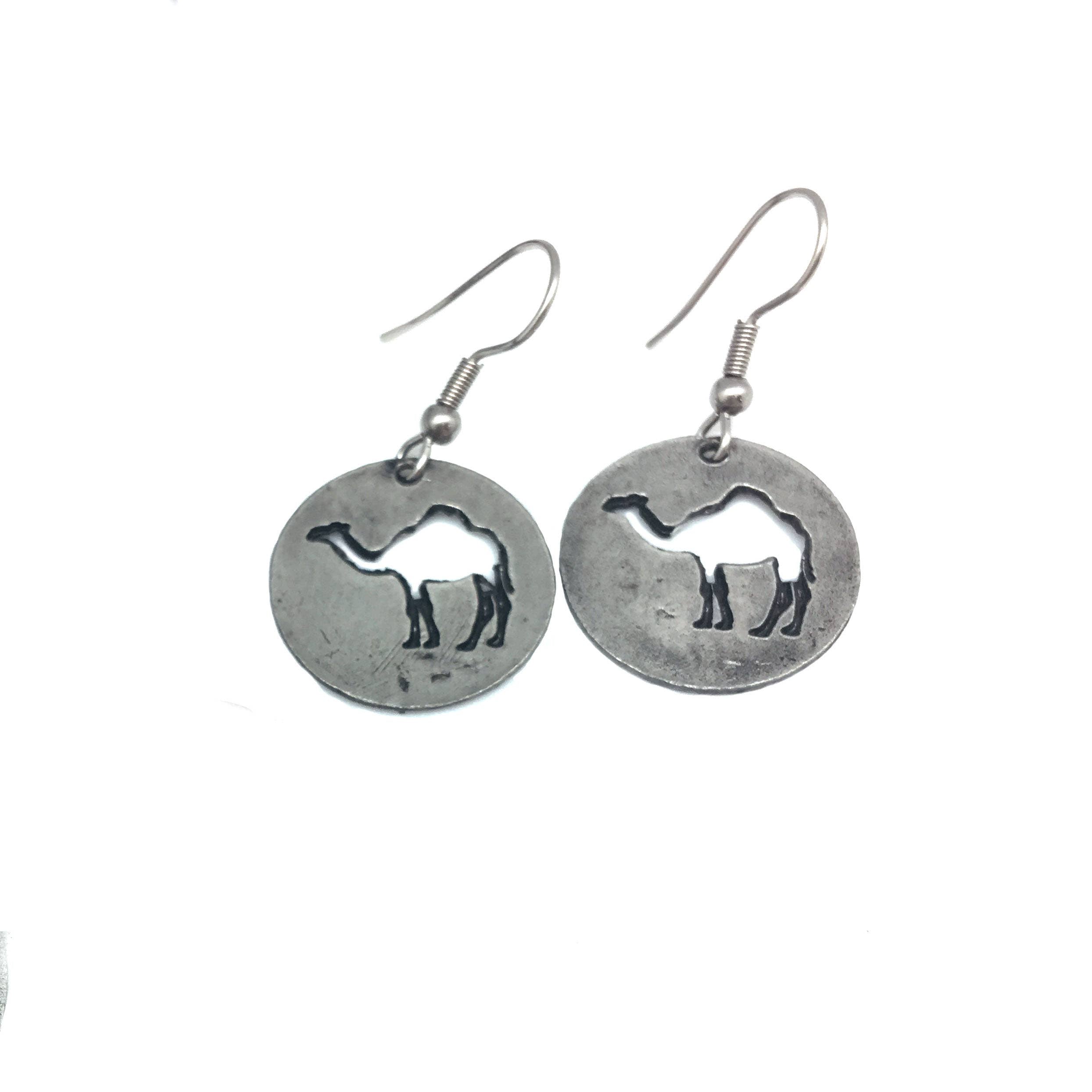 Pewter Earrings - Camel