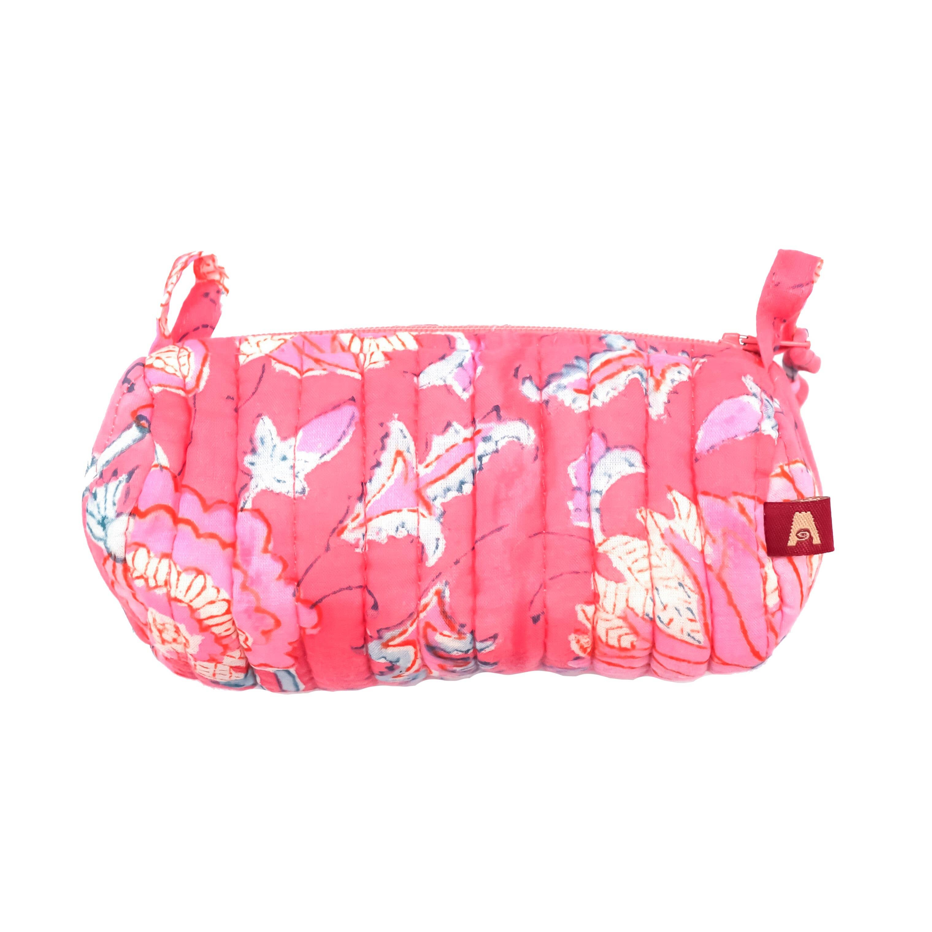 Peony Bloom Personal Accessory Bag - Block Printed Cotton