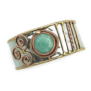 Mixed Metal Cuff Bracelet - Amazonite