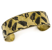 Fern Leaves Brass Engraved Cuff Bracelet