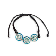 Pewter Bracelet with Color Enamel - Teal/Aqua Peace Sign