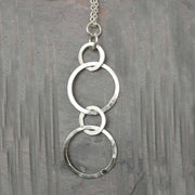Silver Plated Pendant Necklace - Vertical Circle Links