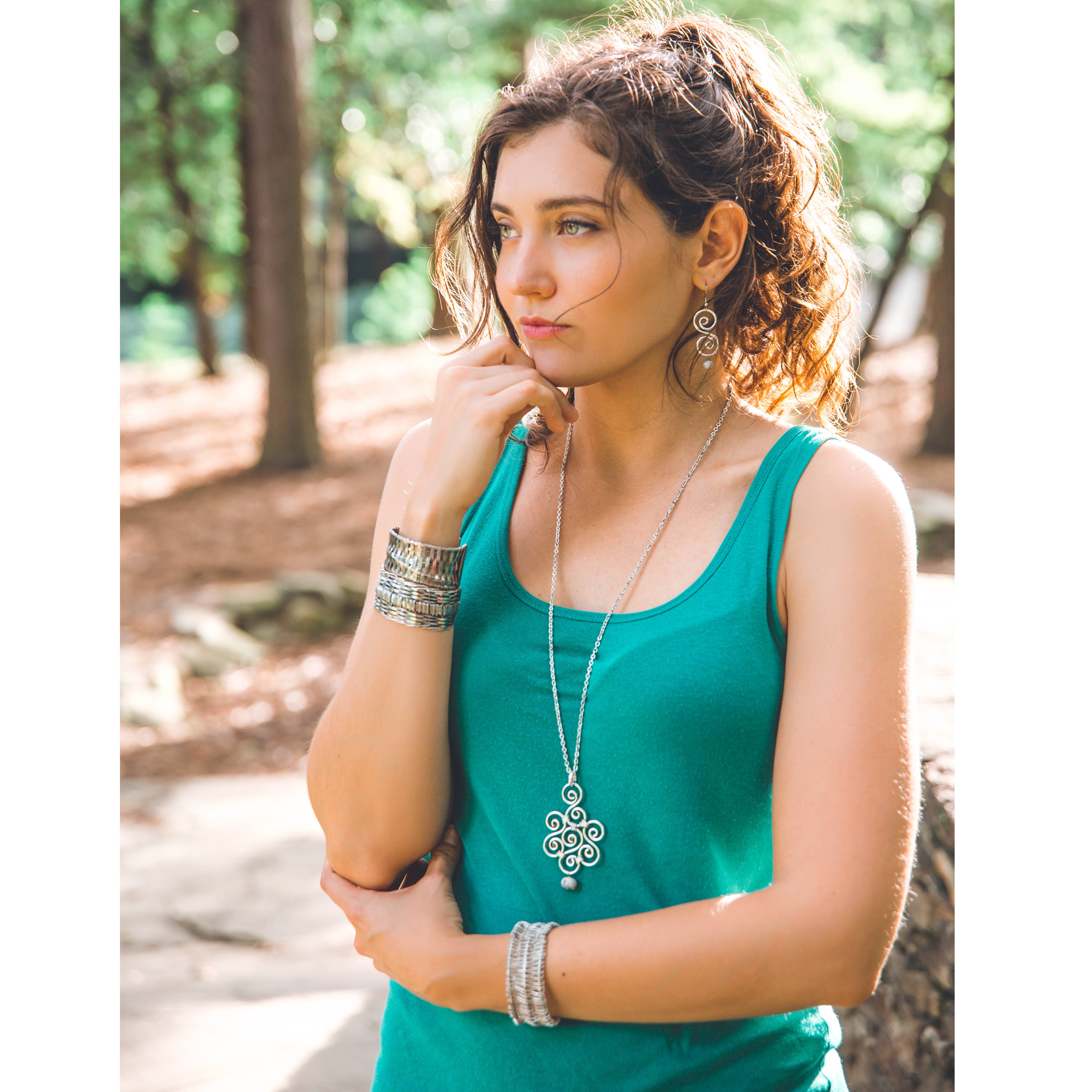 Banjara Labradorite Stone Spiral Earrings