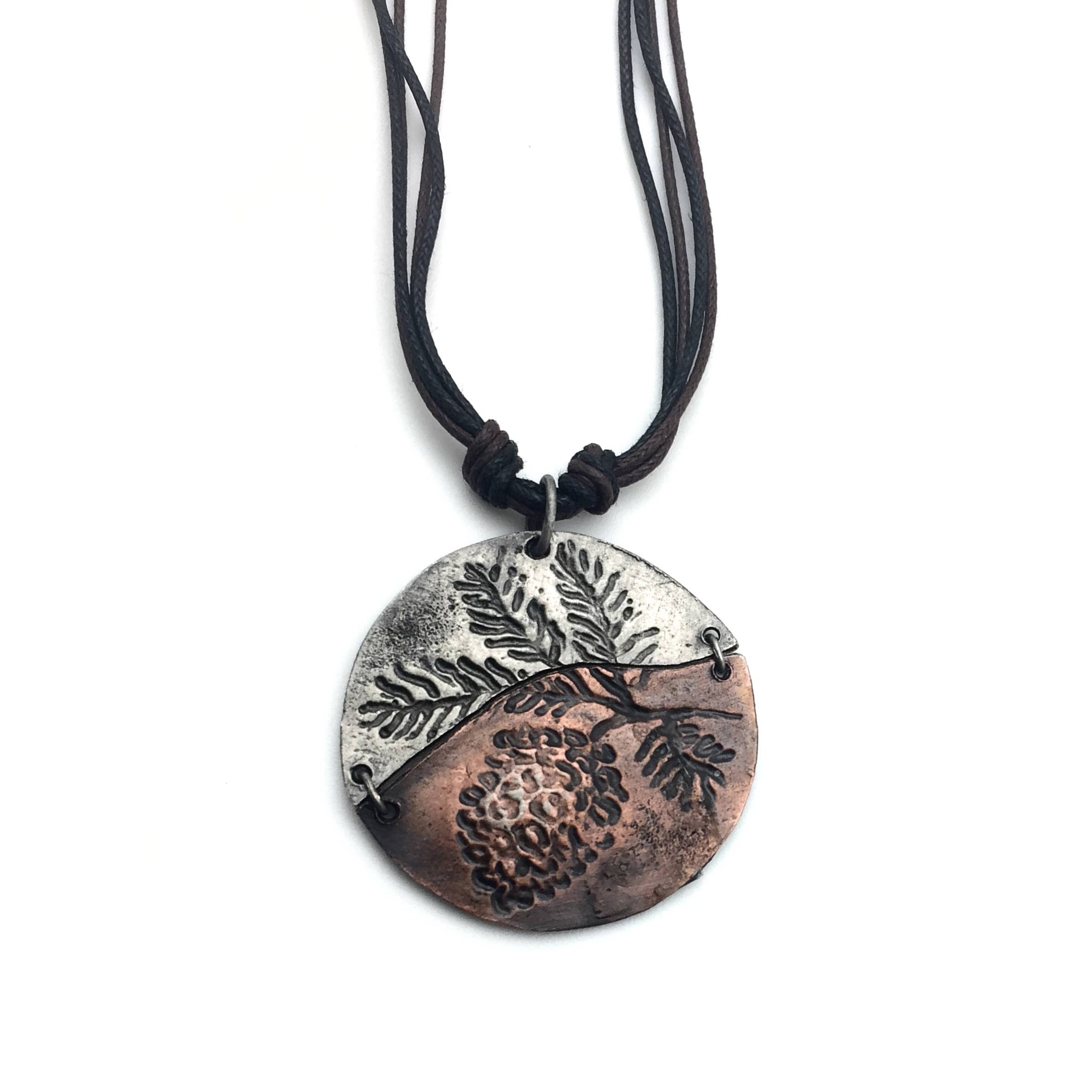 Pewter Necklace - Pine Cone on Branch