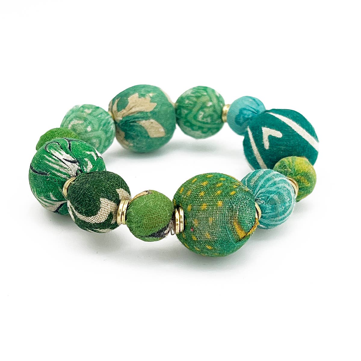 Aasha Bold Seagrass Stretch Kantha Handcrafted Bracelet