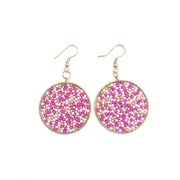 Seed Bead Sprinkle Earrings - Pink