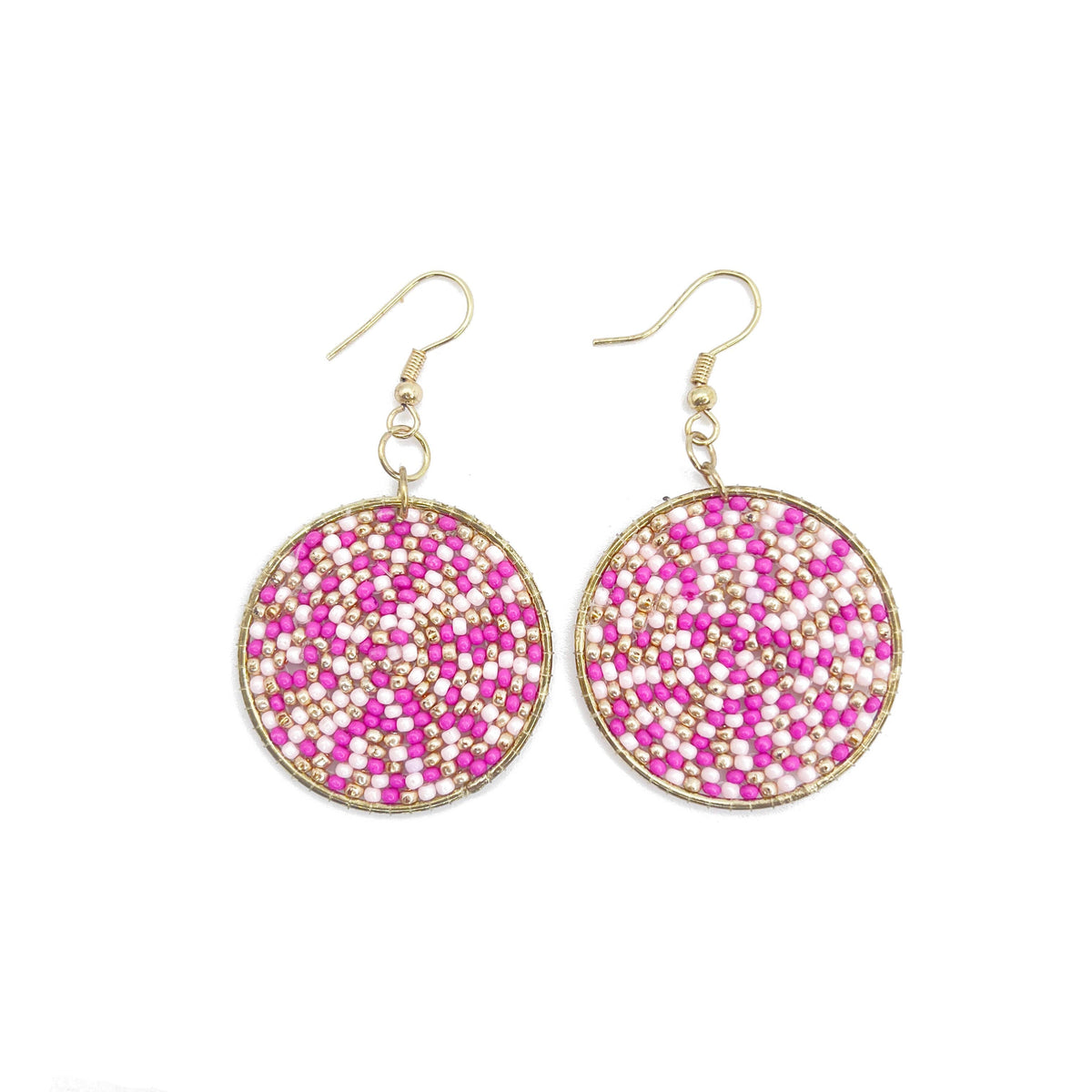Seed Bead Sprinkle Earrings - Pink