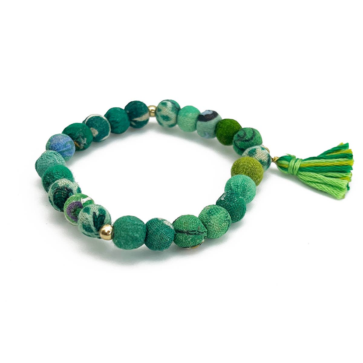 Aasha Seagrass Stackable Tassel Kantha Handcrafted Bracelet
