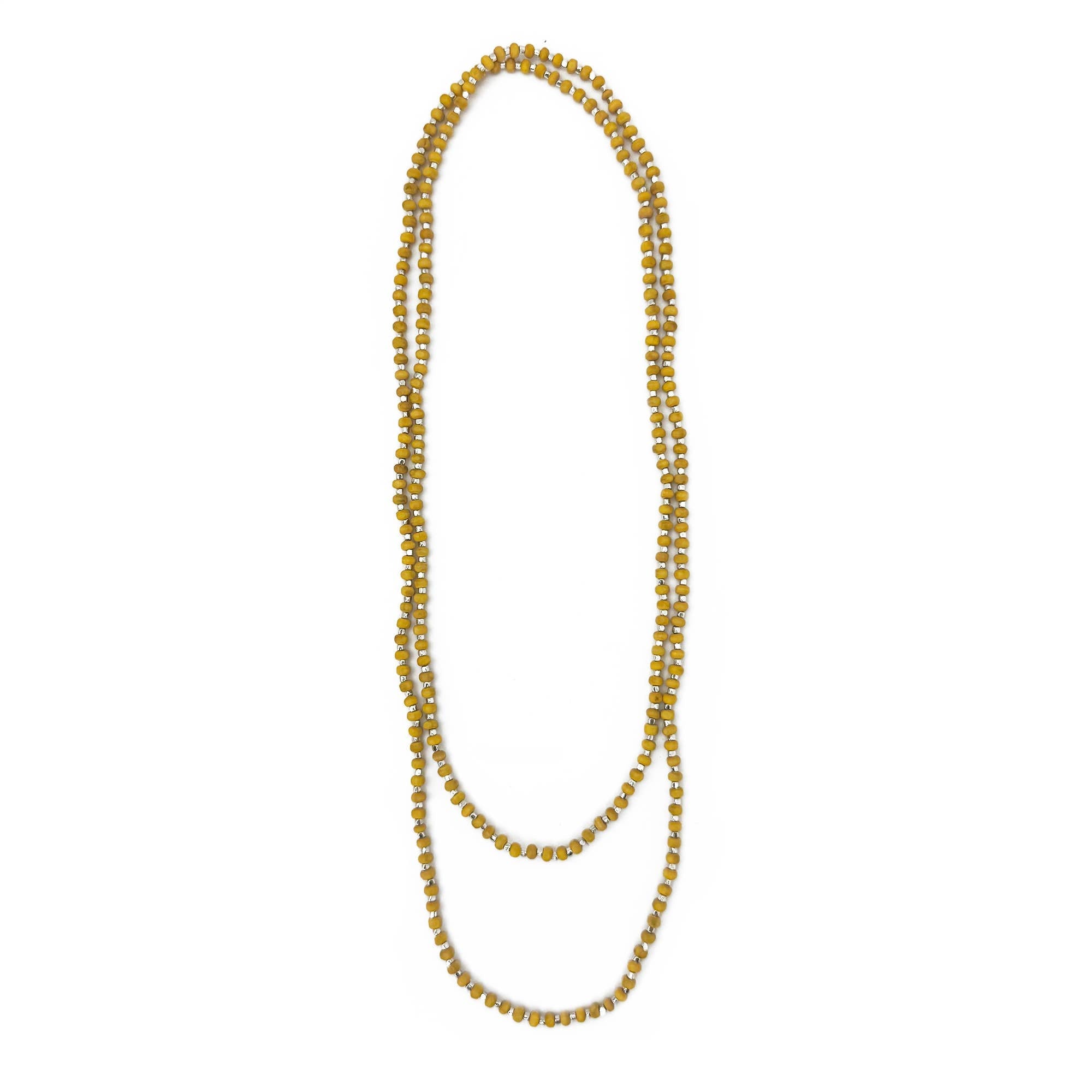 Sachi Long Wood Bead Necklace - Yellow