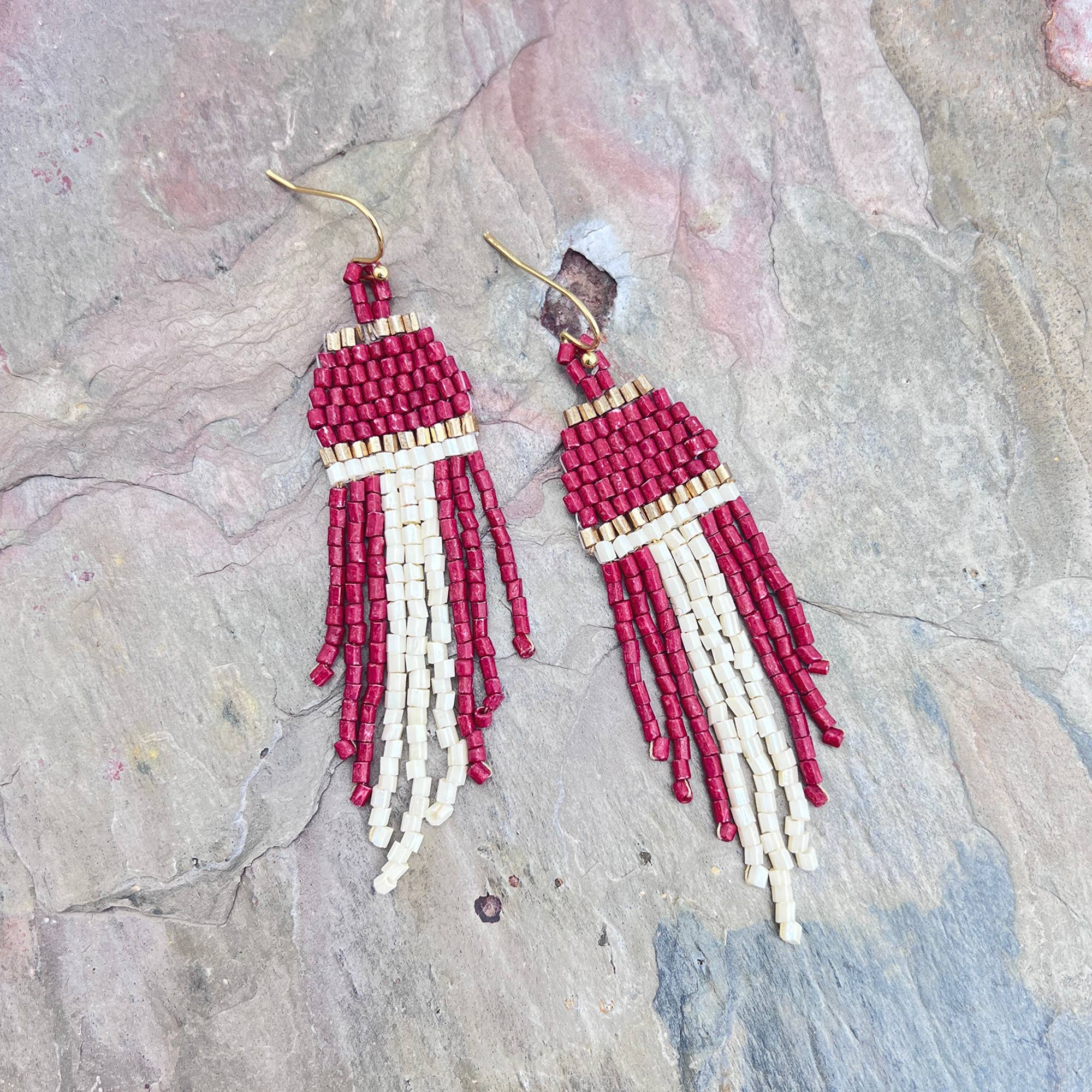 Seed Bead Waterfall Earrings - Multiple Color Styles
