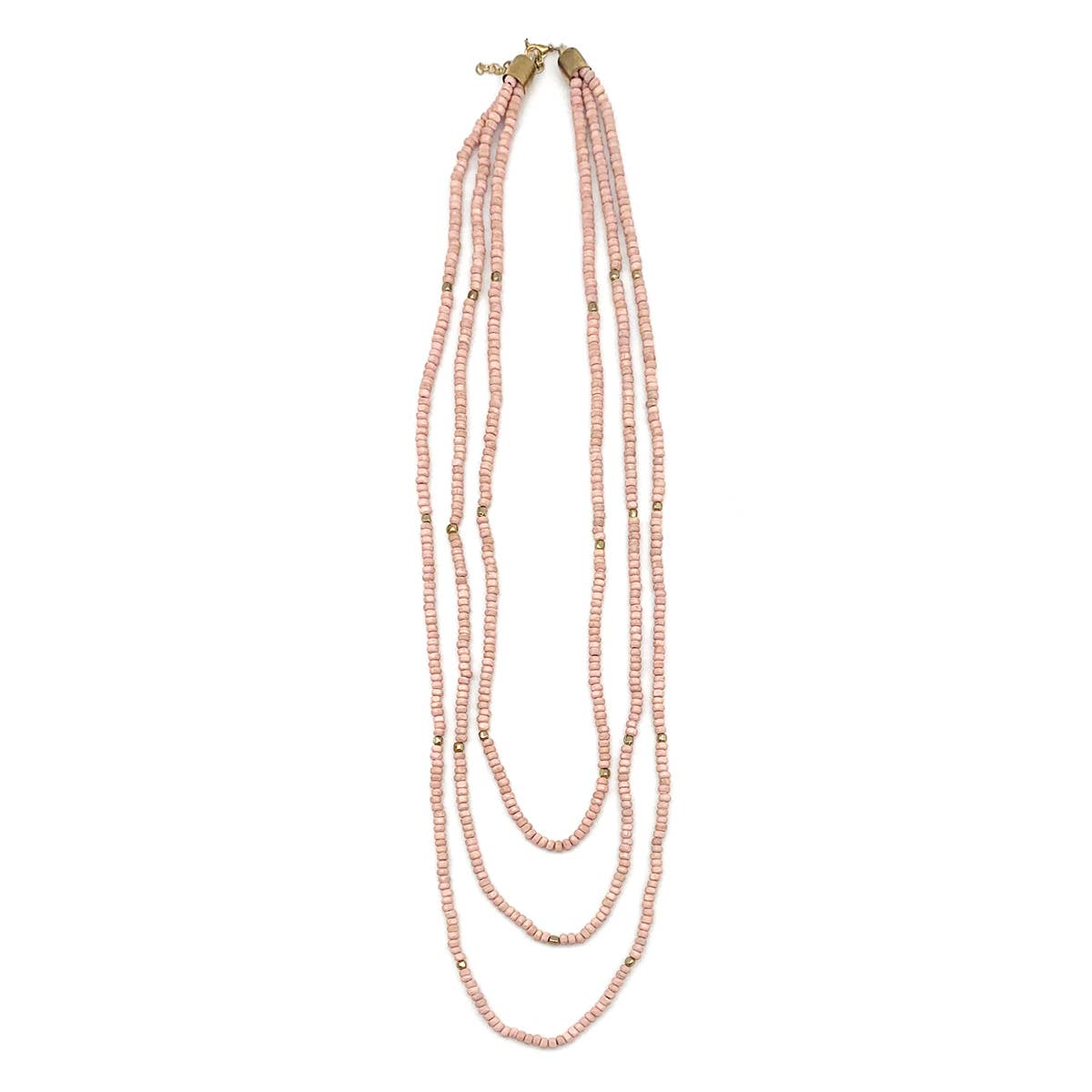 Sachi Chromatic Hues - Blush Pink Long Multi-Strand Necklace