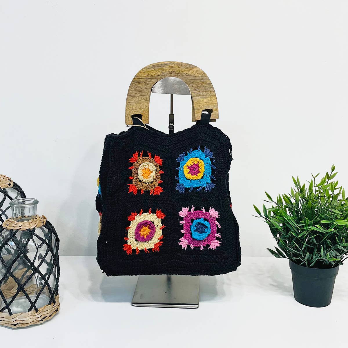 Laya Cotton Crochet Small Top Handle Mini Bags