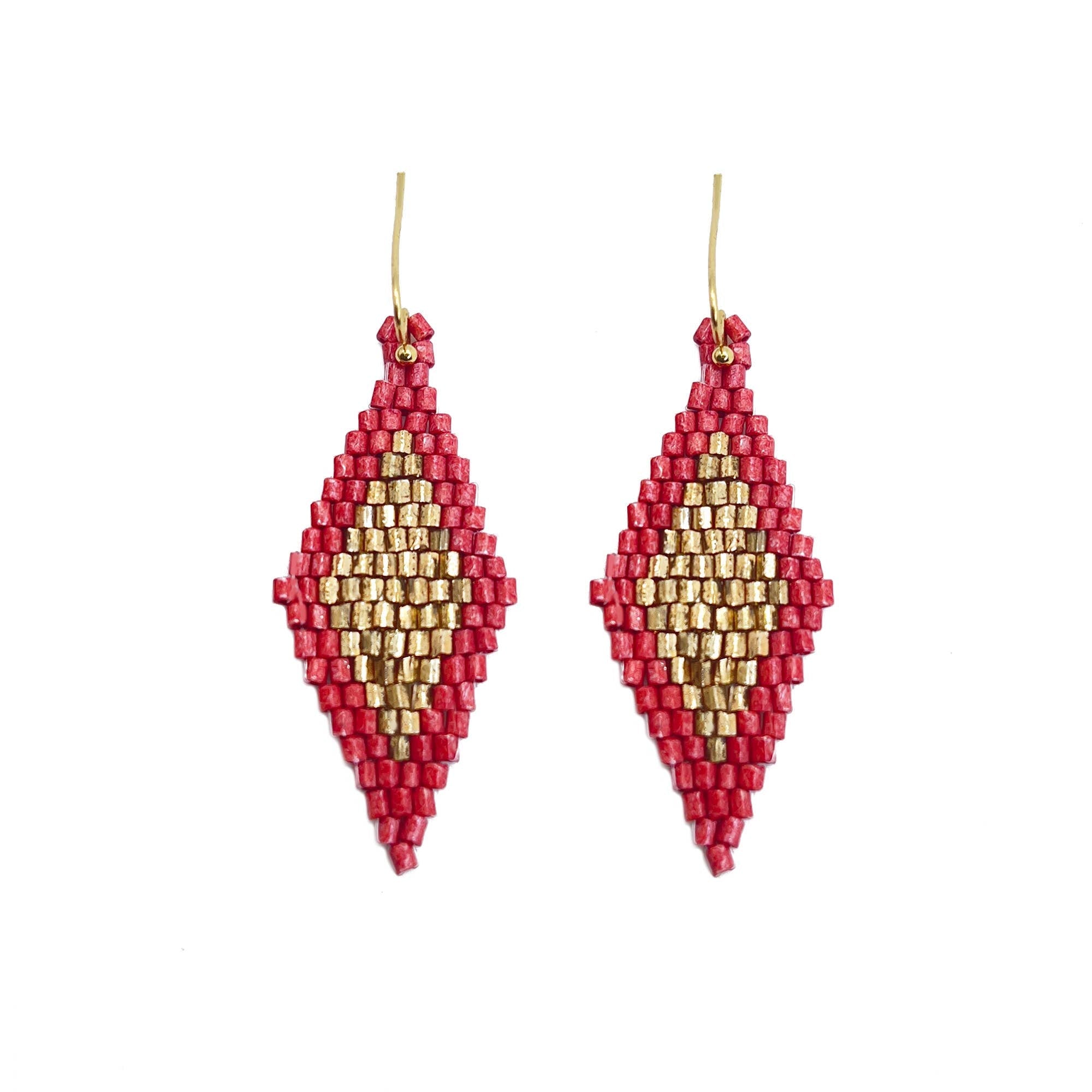 Seed Bead Diamond Shaped Earrings - Multiple Color Styles