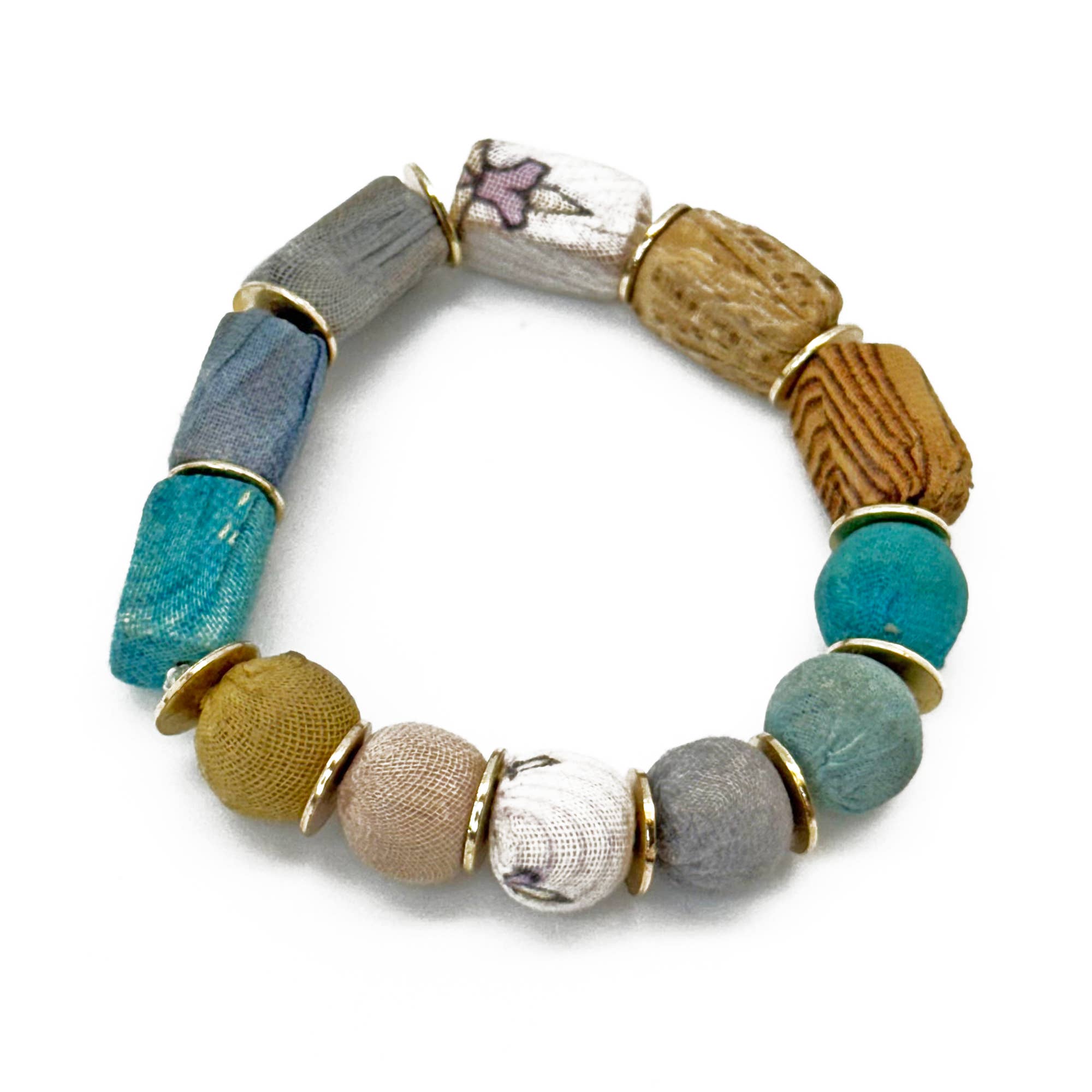 Aasha Monochrome Kantha Handcrafted Square Bead Bracelet