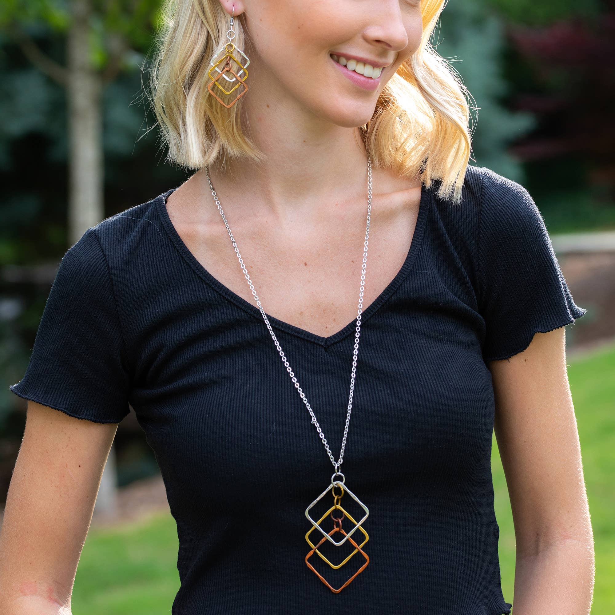 Banjara Hammered Squares Necklace