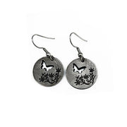 Pewter Earrings - Butterfly with Flowers