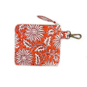 Quilted Block-Printed Travel Pouch - Orange Botanicals
