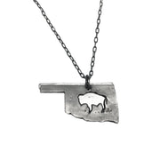 Home State Jewelry - Pewter Necklace - Oklahoma with Bison