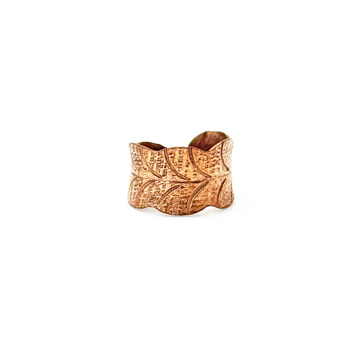 Handcrafted Copper Leaf Texture Ring