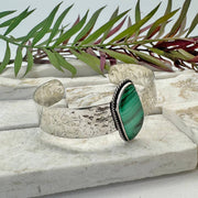 Handcrafted Kashi Semiprecious Stone Cuff - Malachite