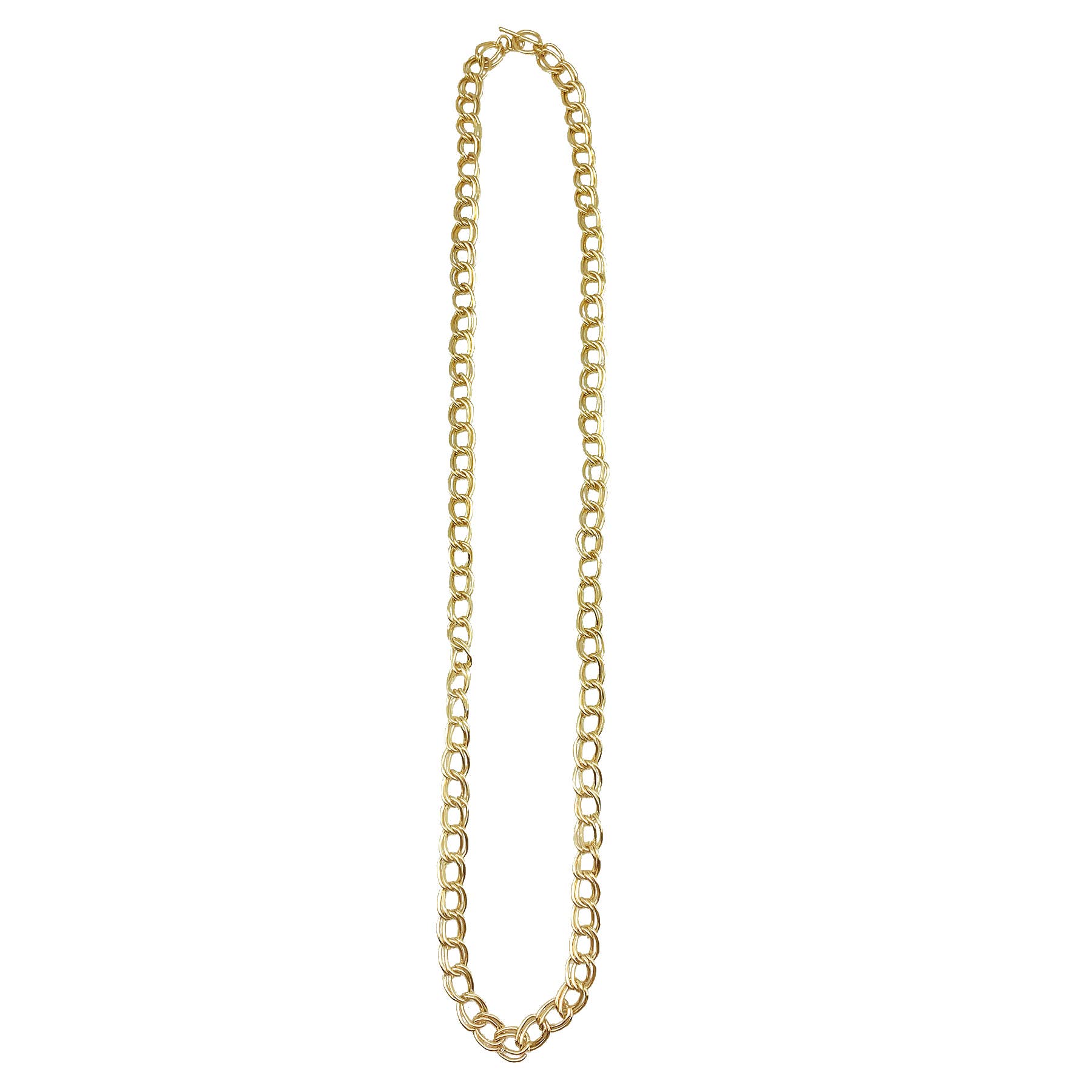 Brass Chain-Link Necklace - Long Double Links