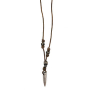 Aadi Metal Point and Skull Charm on Leather Men's Necklace