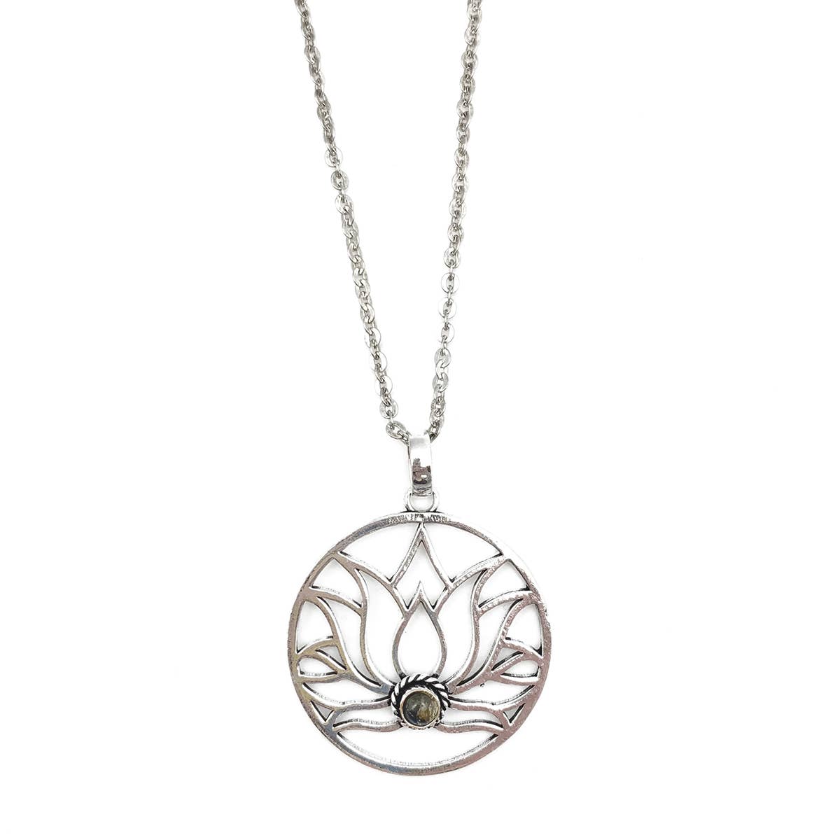 Tanvi Collection Necklace - Silver Lotus with Labradorite
