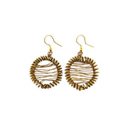 Basketweave Antique Brass Coil and Weave Circle Earrings